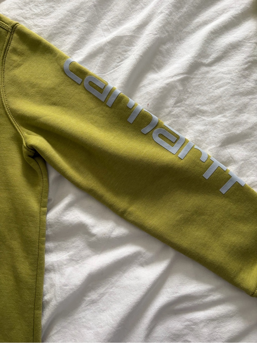 Carhartt Women's Olive Green Relaxed Fit Pullover Hoodie Logo Sleeve XS NWT - Picture 7 of 12
